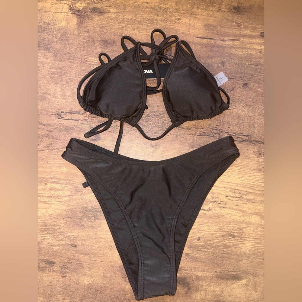Fashion Nova Women's Black Swim Bikini Set
